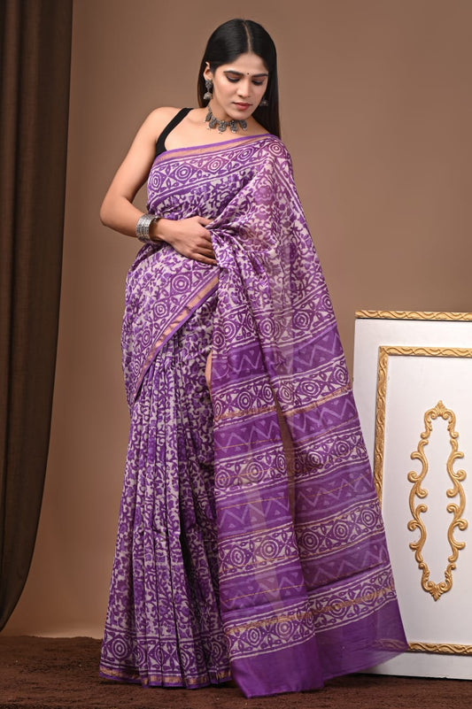 Chanderi silk sarees traditional collection
Hand block printed chanderi silk Sarees with blouse
Natural dye n color
Super quality:,fine fabric:,
Size- 6.5 