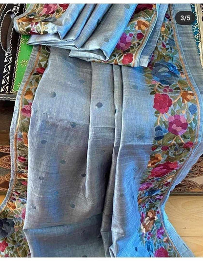 Ashtika | Parsi Embroidery work on Tussar Silk