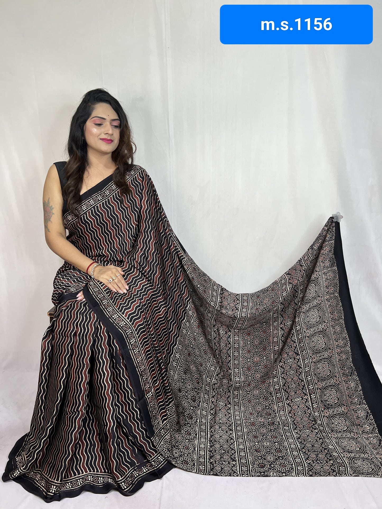 Advani | Ajrakh Prints on modal Silk