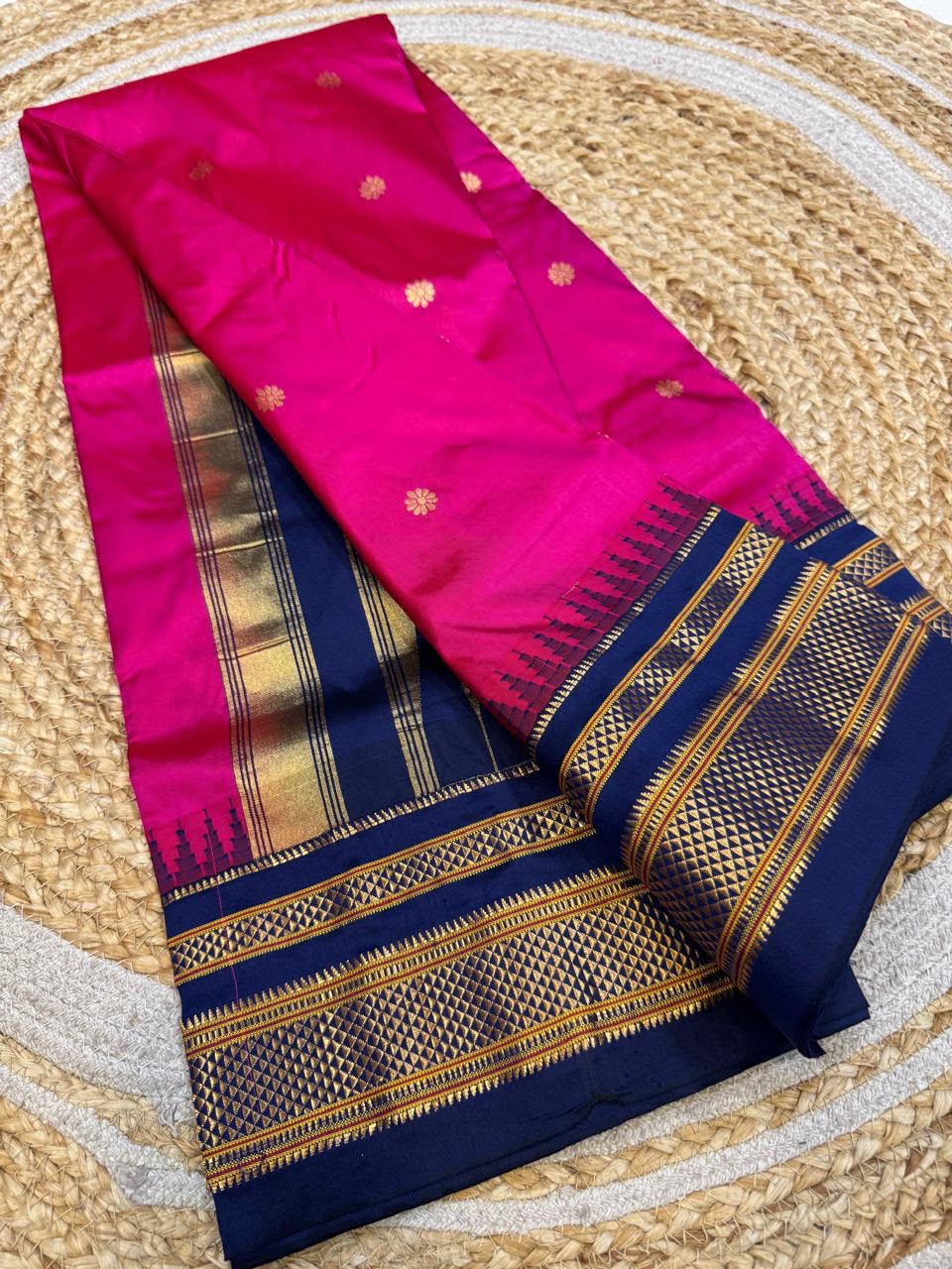 *All New Colours* 

*Exclusive silk ilkal saree*
*Pure silk korvai temple border* with *body butta* design superior quality ilkal saree & contrast blouse 
6.10mtrs length 
Full body pure silk 
Border, pallu & blouse semi silk
