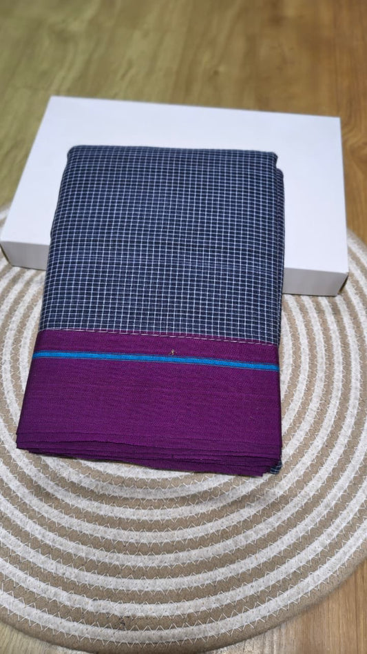 Handwoven patteda anchu saree in pure cotton