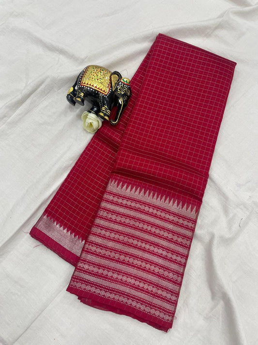 *Pure mangalagiri handloom Pattu sarees with rudraksha boarder*

*Saree all over small checks with big rudraksha boarder*

*Pallu blouse self*