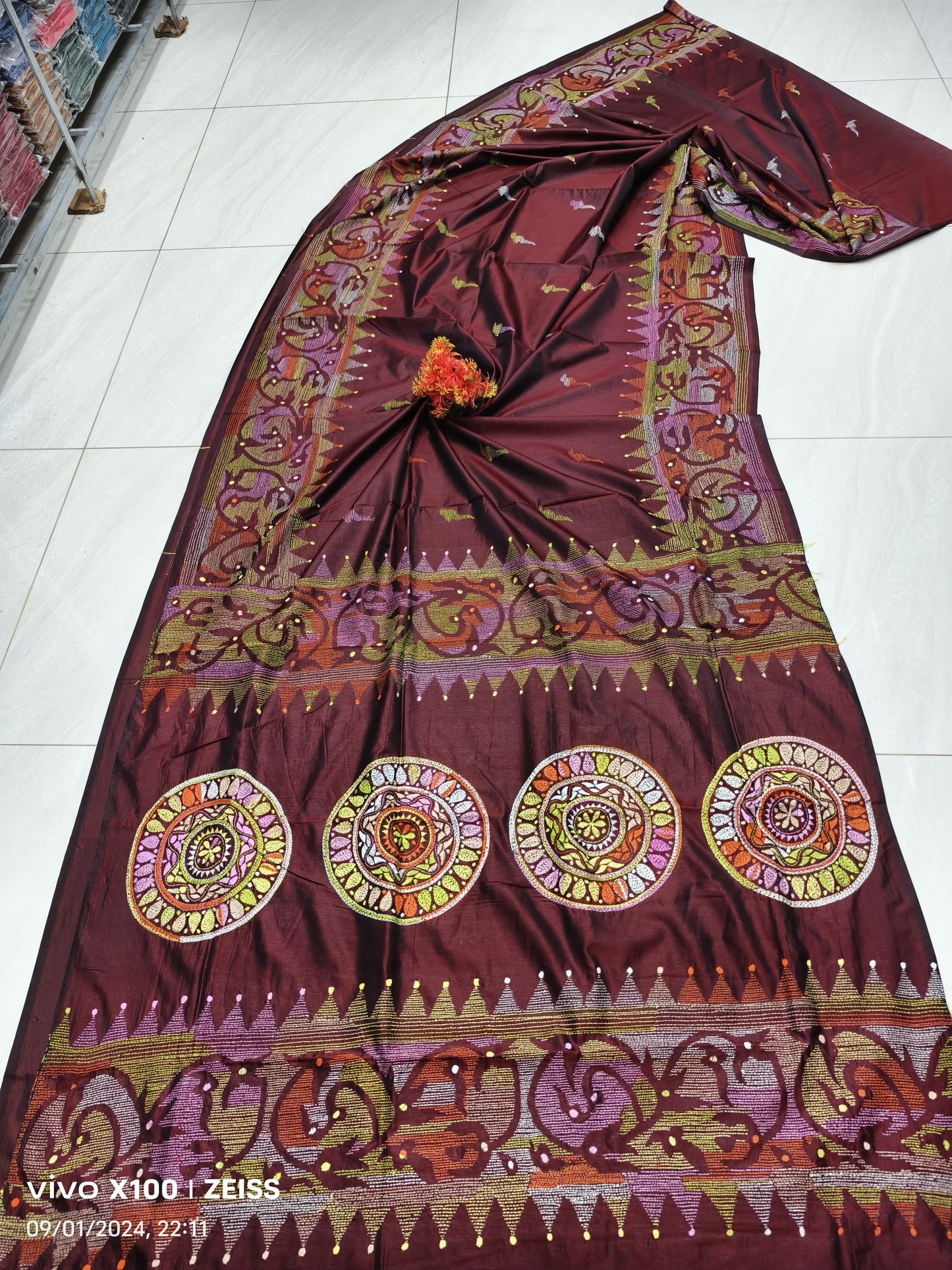 Afroz | Hand Made Kantha Embroidery on Semi Silk