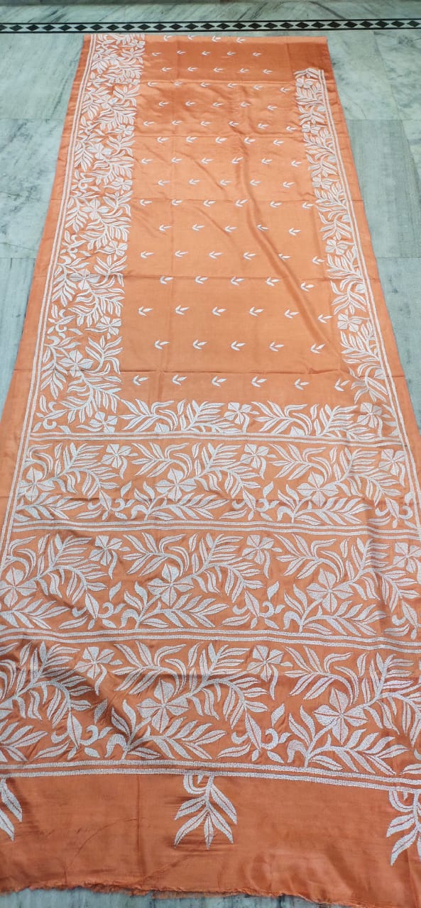 Nandana-kantha | Hand Made Kantha Embroidery on Semi Silk