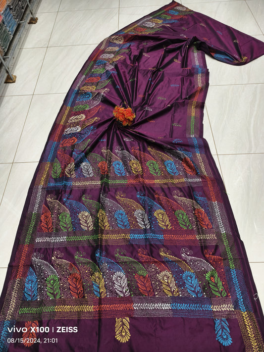 Nakshi | Hand Made Kantha Embroidery on Semi Silk