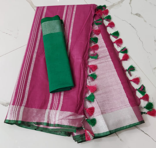 Plain cotton linen sarees