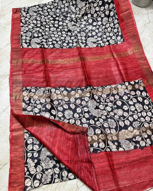 Tureeva | Tussar Ghicha Screen Print Saree