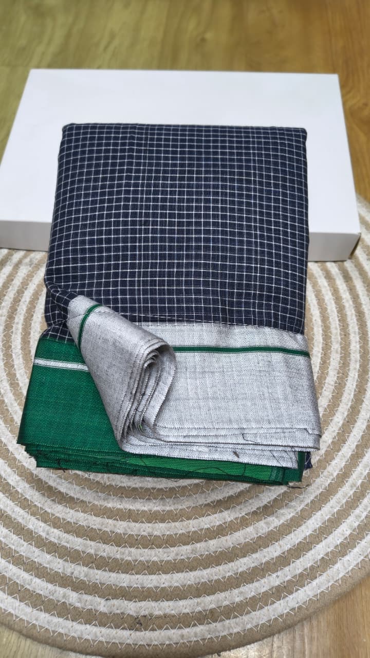 Handwoven patteda anchu saree in pure cotton