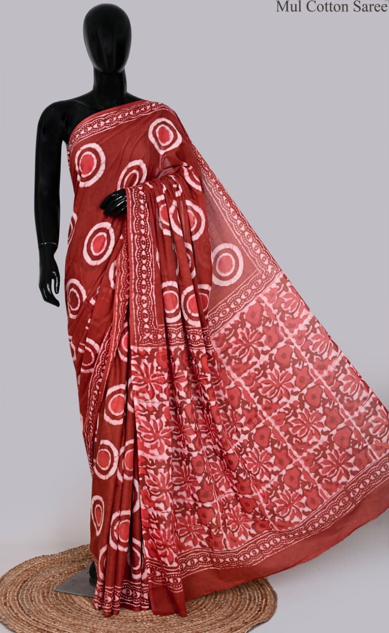 premium Traditional Mulmul CottonBeautiful Pure Soft Mulmul Cotton Sarees available*
Size: 6.30 mtr with blouse 