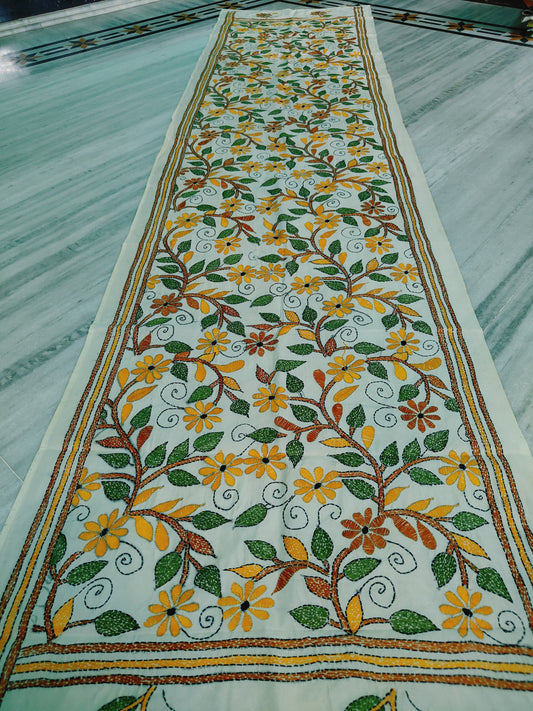 These are Tussar Slik  kantha stoles
Length 2.15/2.2 meter ( Approx)
Bohor 22' (Approx)