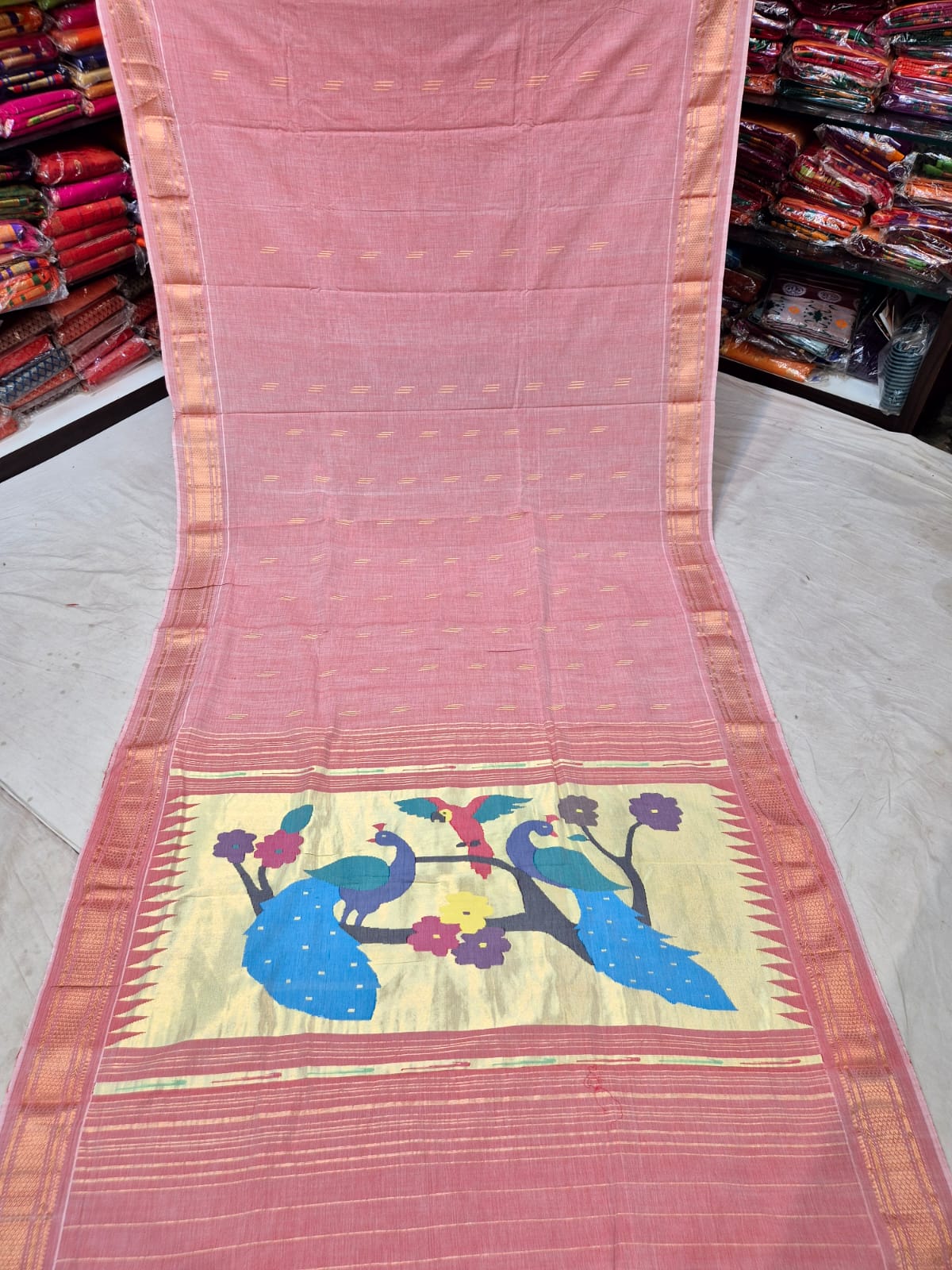 Sharangi-cotton-paithani | Cotton Handloom Paithani Saree