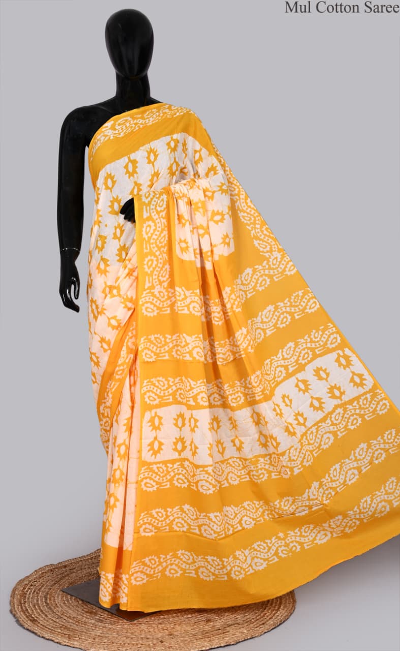 premium Traditional Mulmul CottonBeautiful Pure Soft Mulmul Cotton Sarees available*
Size: 6.30 mtr with blouse 
