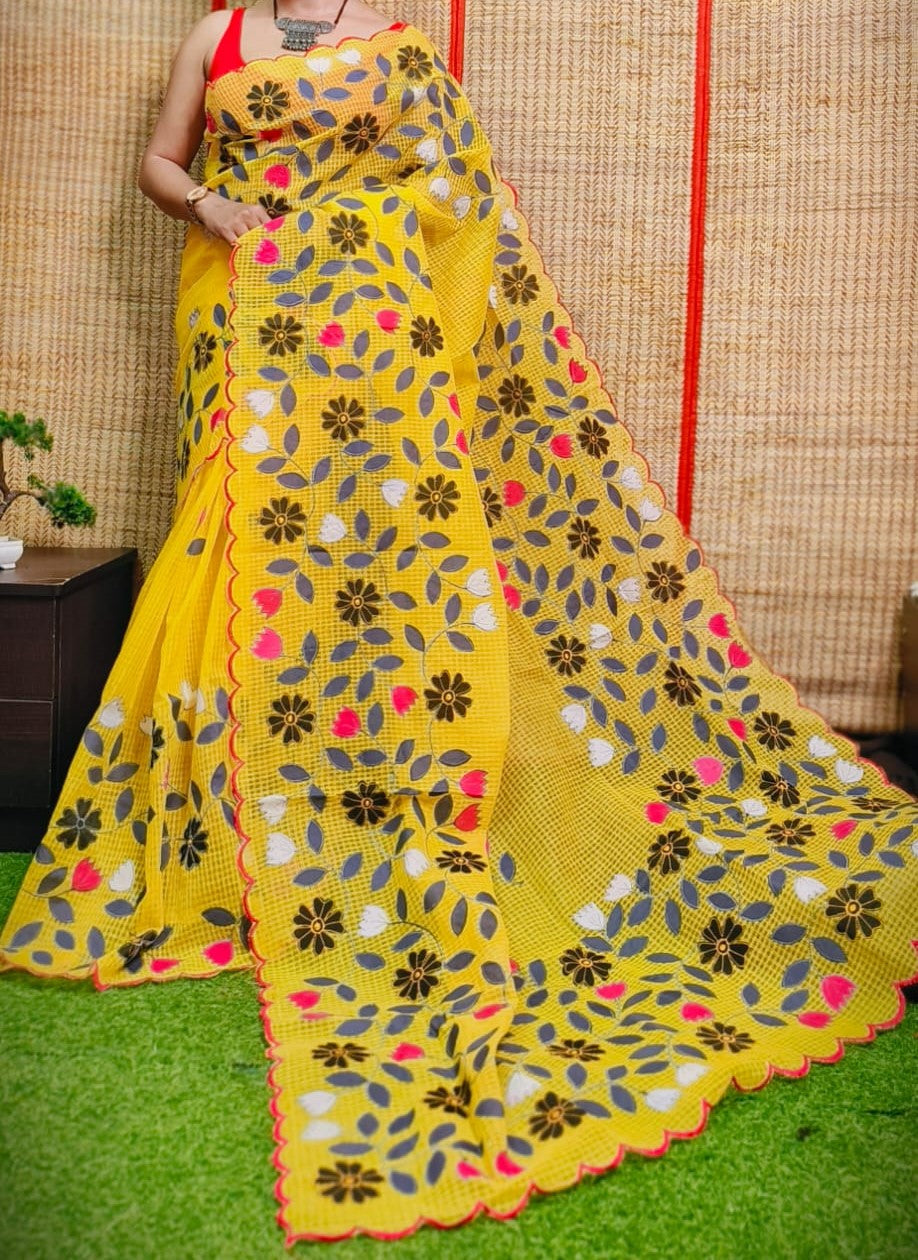 Hrudsyan | Applique Cotton Silk Saree