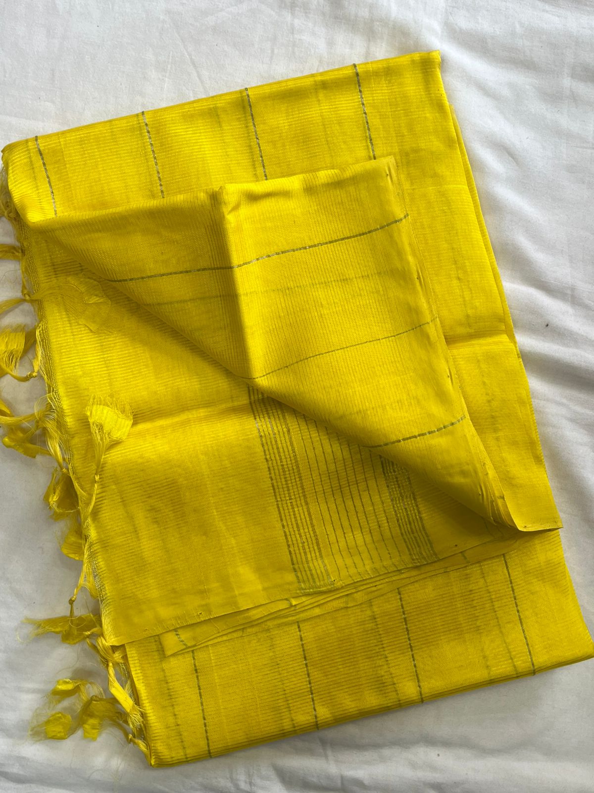 **Material **:- Mangalagiri handloom pattu by cotton 

**Model **:- all-over zari lines model sarees 

Contrast zari lines pallu & blouse