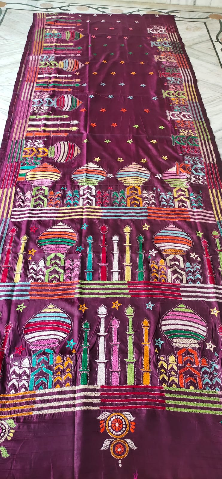 Handmade kantha on blended silk