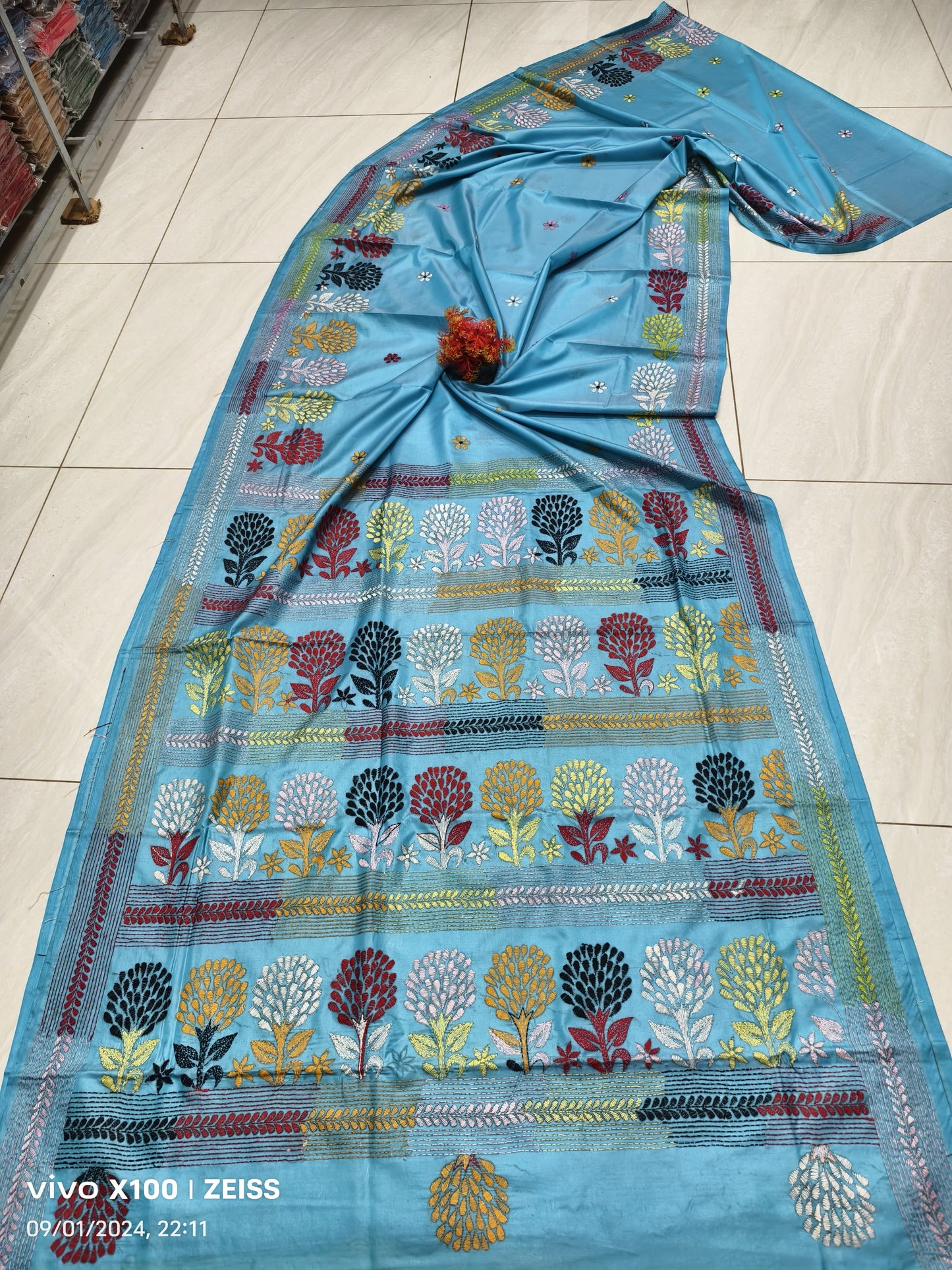 Wahab | Hand Made Kantha Embroidery on Semi Silk