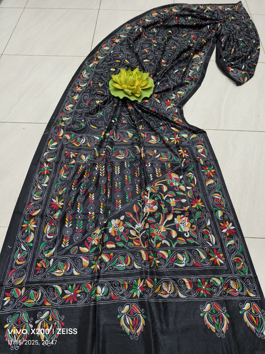 Kalpanaitha |  Blended silk saree with Kantha Embroidery