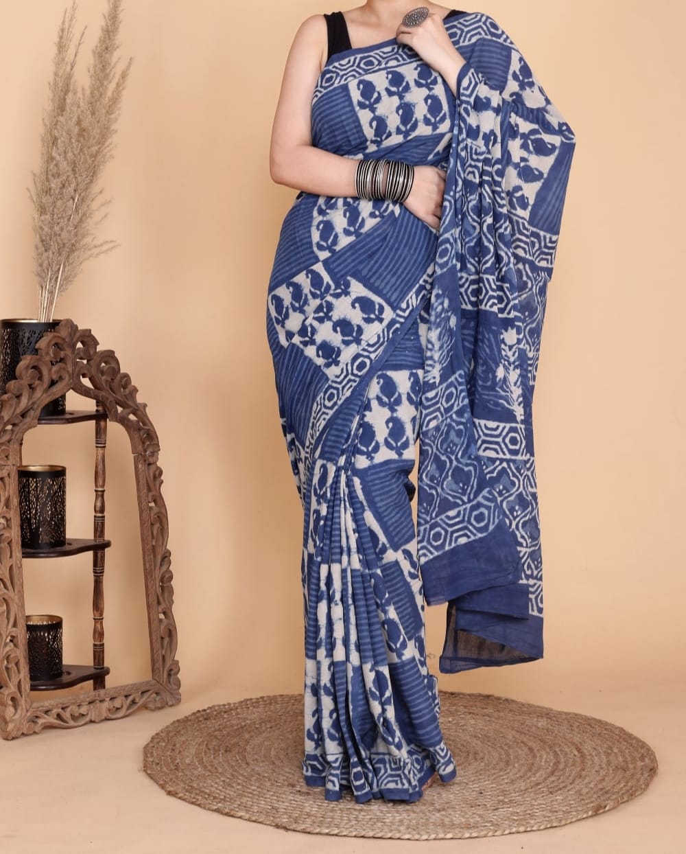 Mriyanaa | Mul Cotton Blockprint Saree