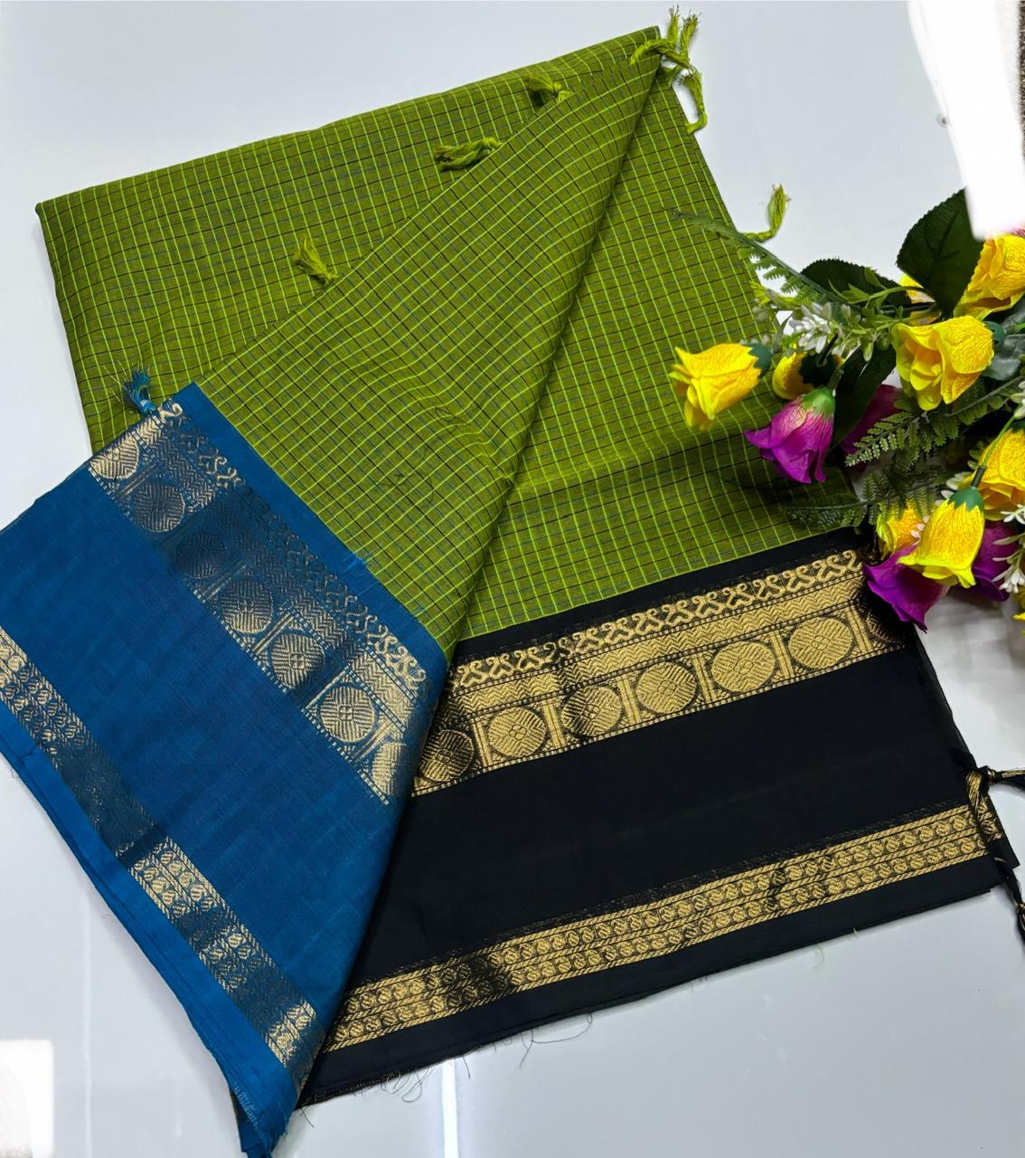 😇 *Kanchi cotton sarees*
🦋 *Pure cotton Sarees*
🎉 *Fancy plain cotton sarees with line  pallu*
🐟 *80 *80 counts*
🧶 *With running blouse*
🦢 *6.20mtrs saree length*