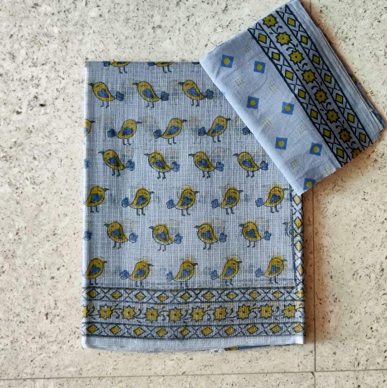 Hassanandani  | block printed by hand on Kota Doria cotton sarees