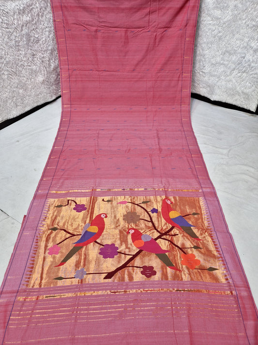 Ek muniya 
cotton handwoven
 paithanis
