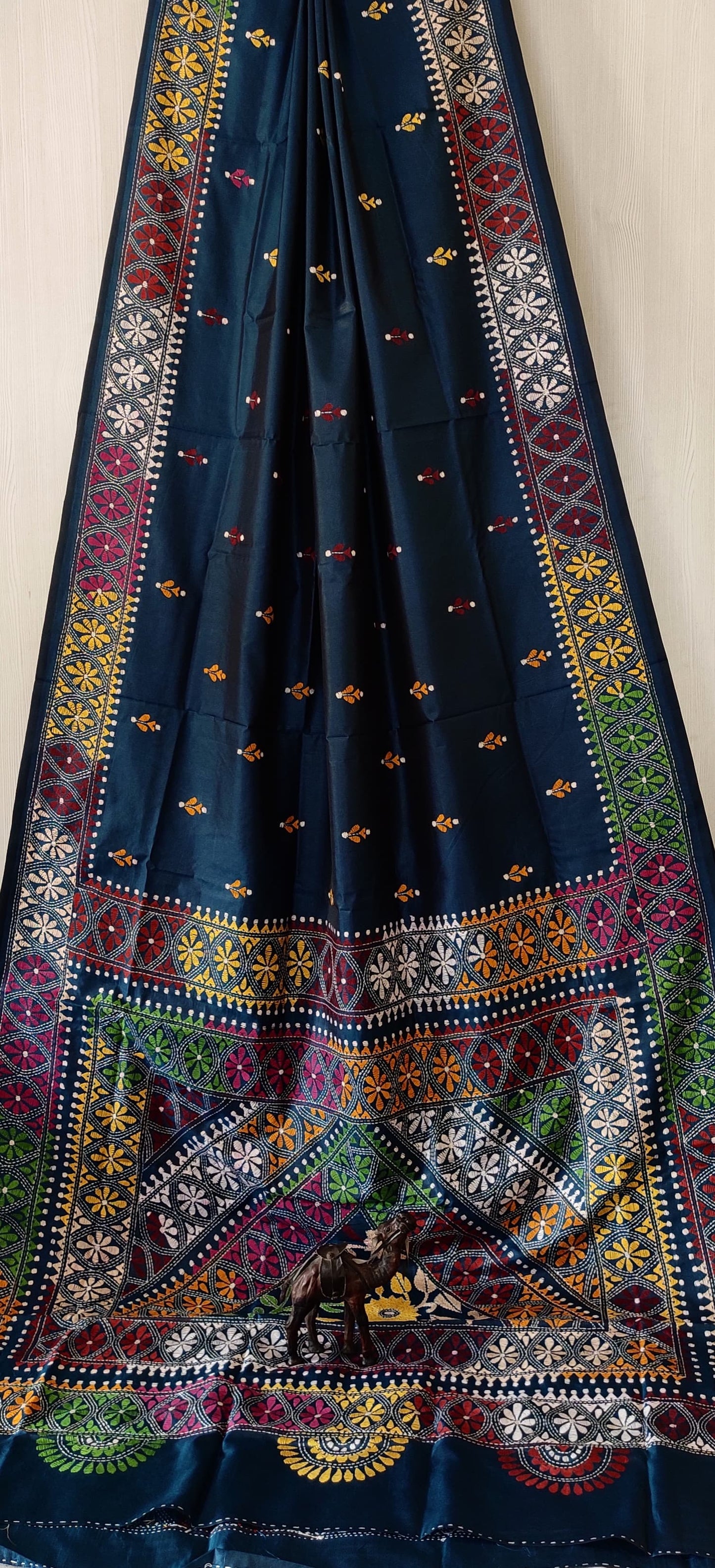 Kalyaniree |  Blended silk saree with Kantha Embroidery