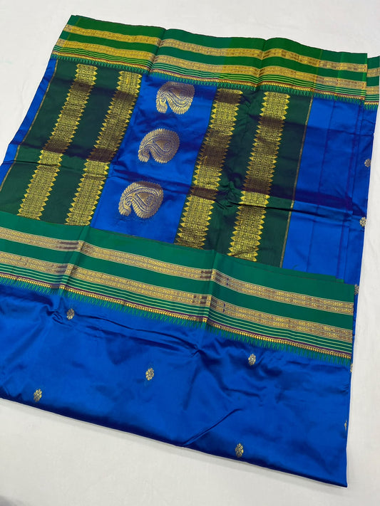 *Narayanpeth silk saree*
Running blouse 
Shoulder butti 
Pure silk
*Price: 6300/- + ship*