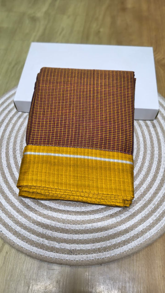 Handwoven patteda anchu saree in pure cotton