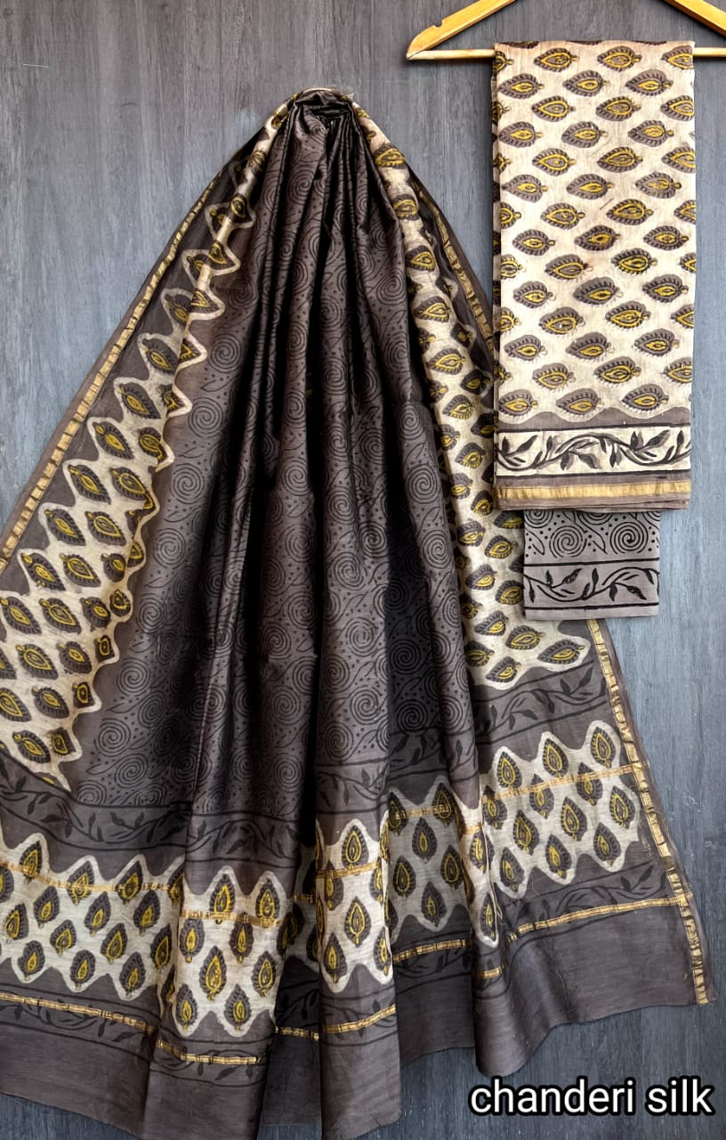 Yashpal | hand block printed chanderi sarees