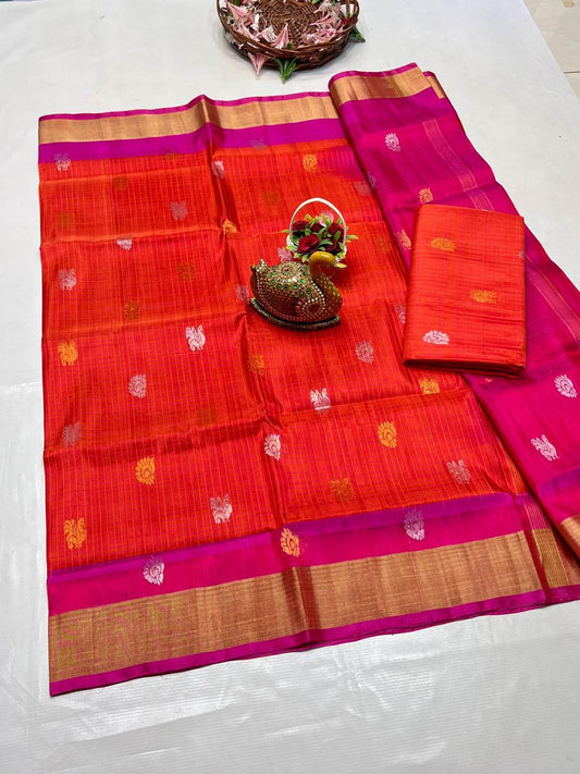 🥻UPPADA PATTU NEW 
  CHEKS BUTA
  SAREES 👌👌          