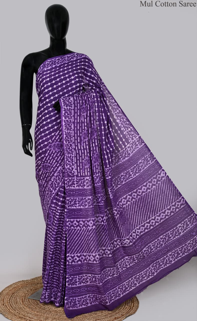 premium Traditional Mulmul CottonBeautiful Pure Soft Mulmul Cotton Sarees available*
Size: 6.30 mtr with blouse 