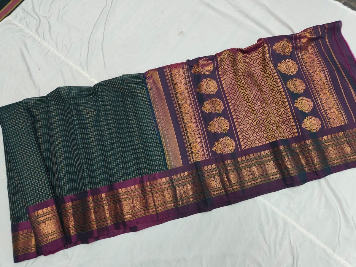 GADWAL HANDLOOM SICO CHECK SAREE