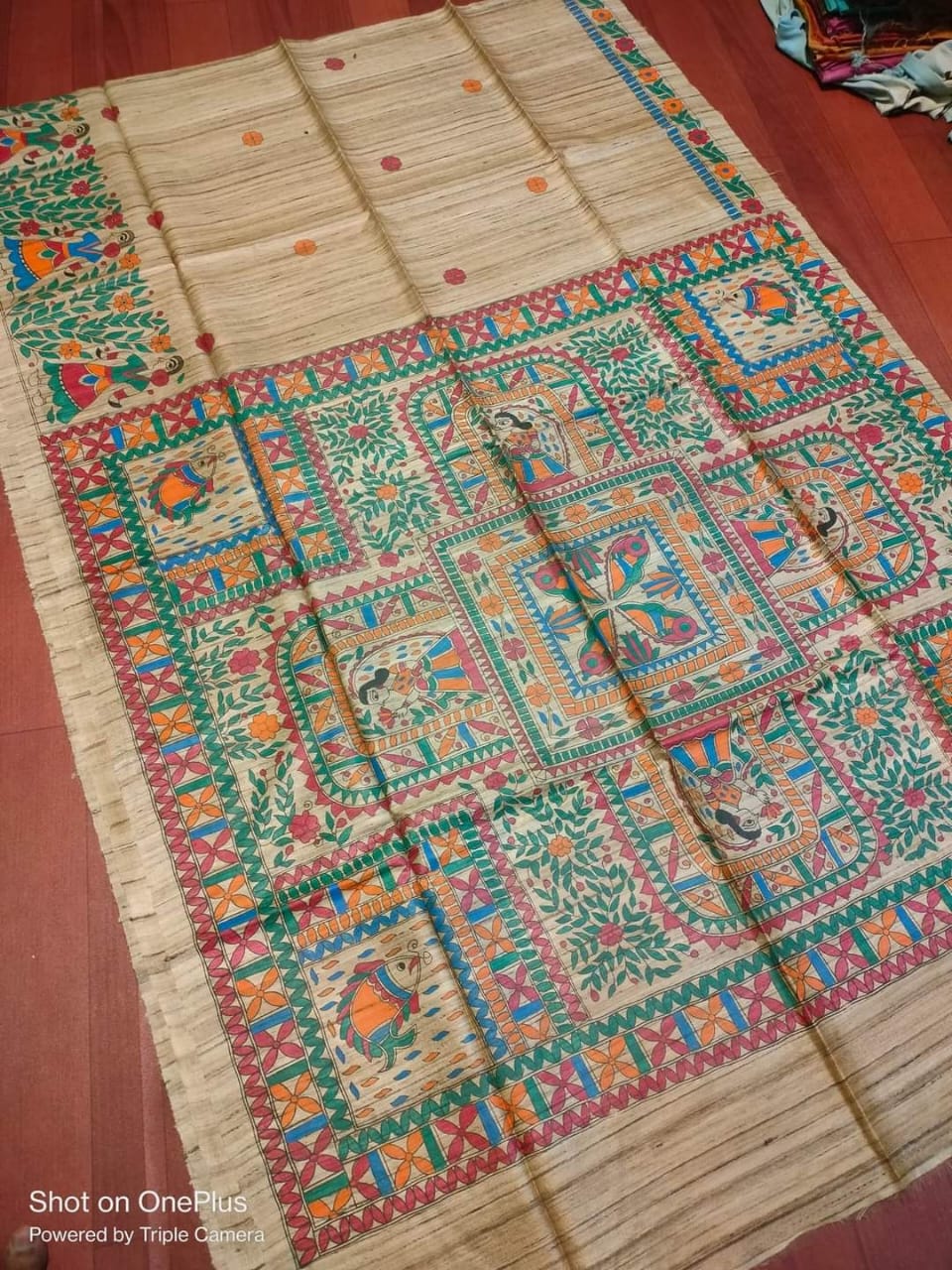 Madhuribai | Tussar Saree with madhubani work