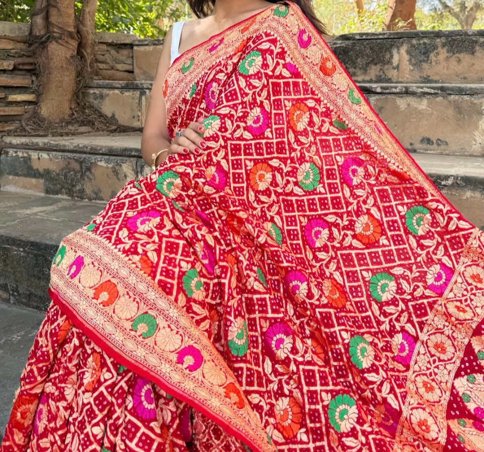 Grevisha | Pure Georgette Minakari Sarees