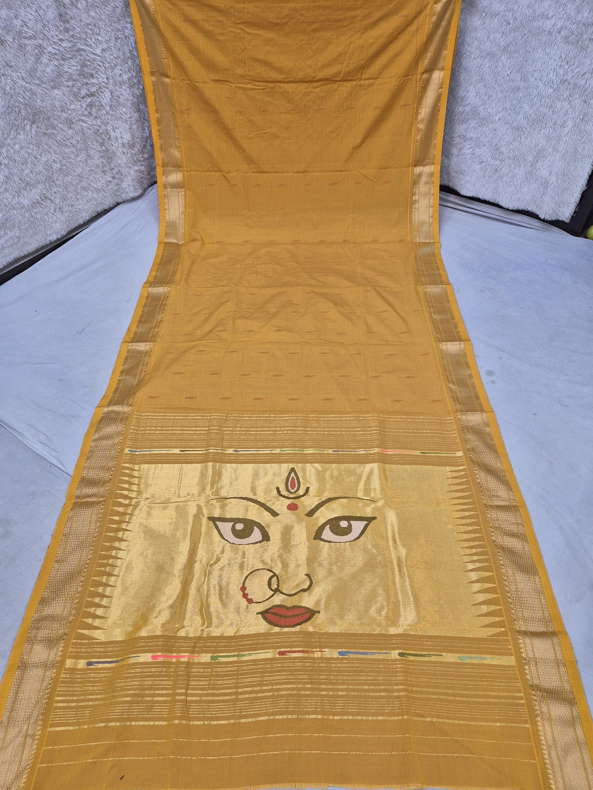 Handloom cotton paithani with narali border