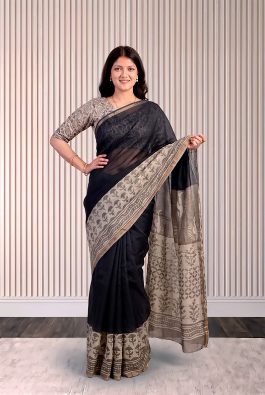 Chanderi silk sarees traditional collection
Hand block printed chanderi silk Sarees with blouse
Natural dye n color
Super quality:,fine fabric:,
Size- 6.5 