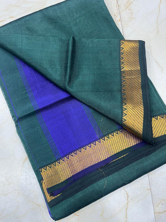 MANGALAGIRI pattu sarees
 with nizam border sarees.

Contrast blouse and pallu.