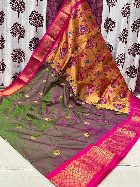Bhatrika | Powerloom Kadiyal Paithani Silk Saree