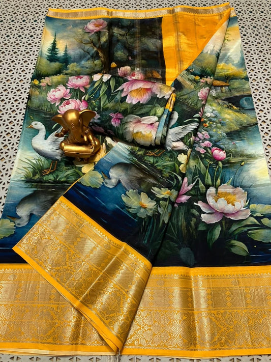 Manshi | Digitally printed cotton silk saree