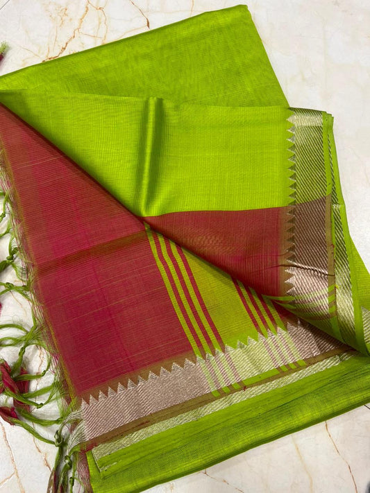 MANGALAGIRI pattu sarees
 with nizam border sarees.

Contrast blouse and pallu.