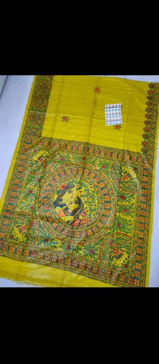 Madhaviani | Tussar Saree with madhubani work