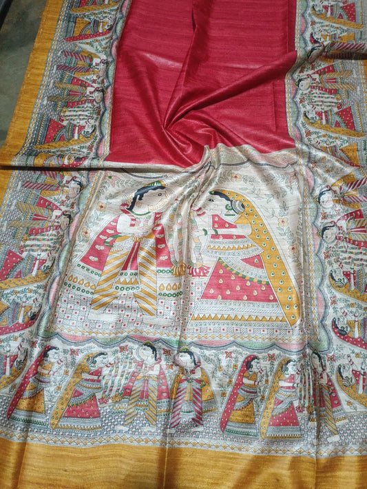 Aaradhya  | Screen prints on tussar silk
