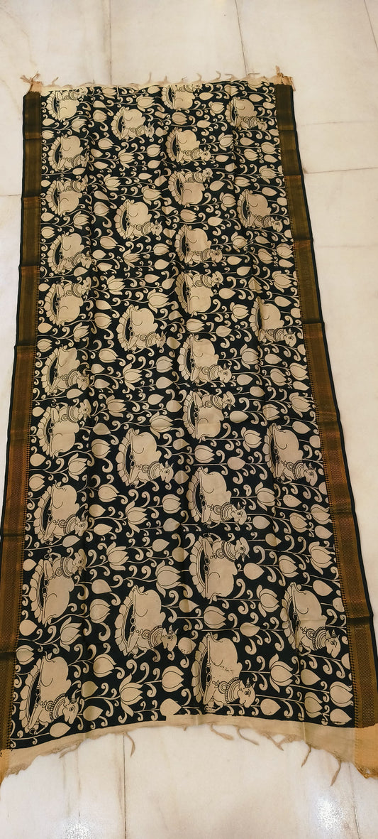 Kshamya | Kalamkari dupatta on mangalagiri silk