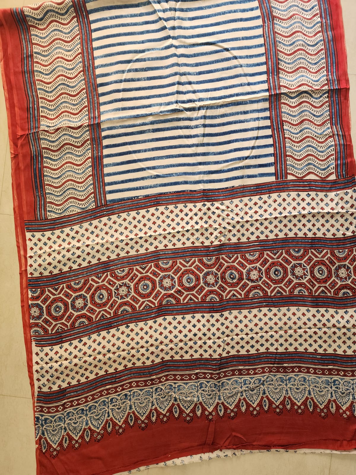 Modal sadi 
Ajrakh hand block print Saree Available....