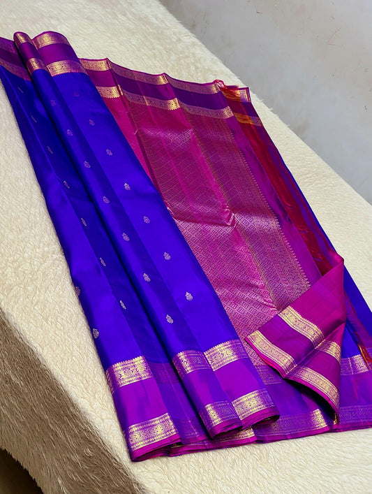100% pure kanchipuram handwoven quality 1G gap border fancy buttas silk saree