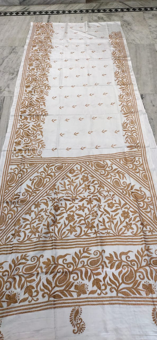 Navya-kantha | Hand Made Kantha Embroidery on Semi Silk