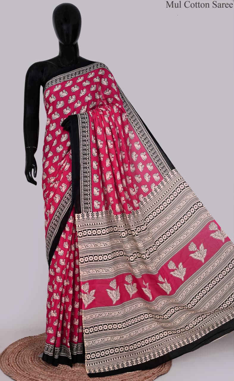 premium Traditional Mulmul CottonBeautiful Pure Soft Mulmul Cotton Sarees available*
Size: 6.30 mtr with blouse 