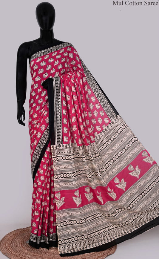 premium Traditional Mulmul CottonBeautiful Pure Soft Mulmul Cotton Sarees available*
Size: 6.30 mtr with blouse 