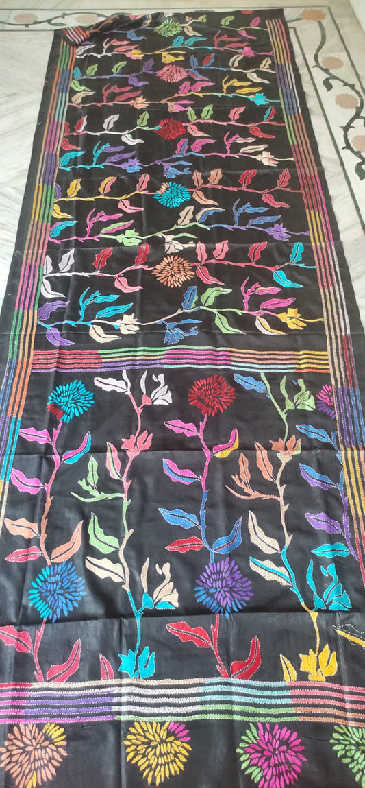 Handmade kantha on blended silk