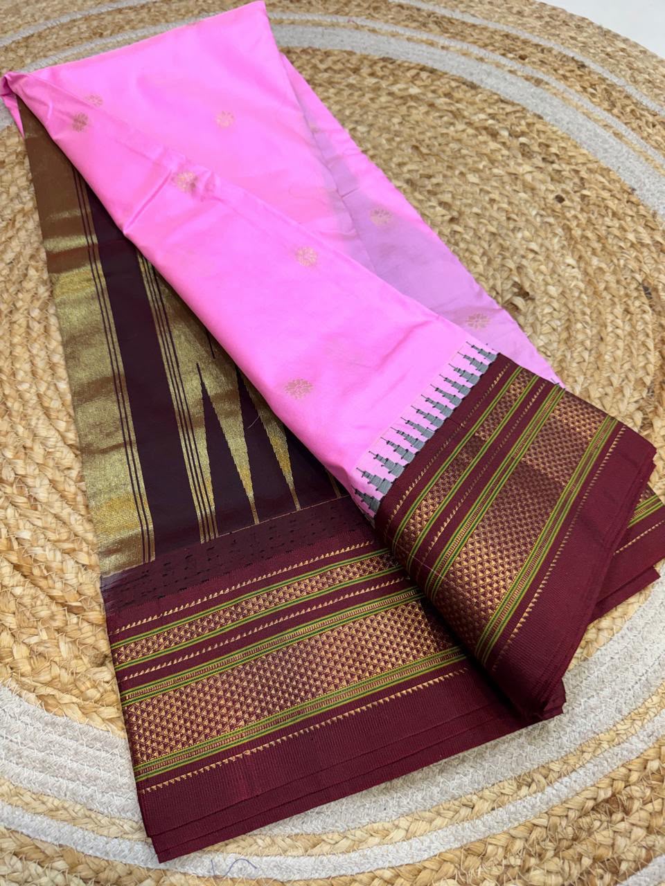 *All New Colours* 

*Exclusive silk ilkal saree*
*Pure silk korvai temple border* with *body butta* design superior quality ilkal saree & contrast blouse 
6.10mtrs length 
Full body pure silk 
Border, pallu & blouse semi silk
